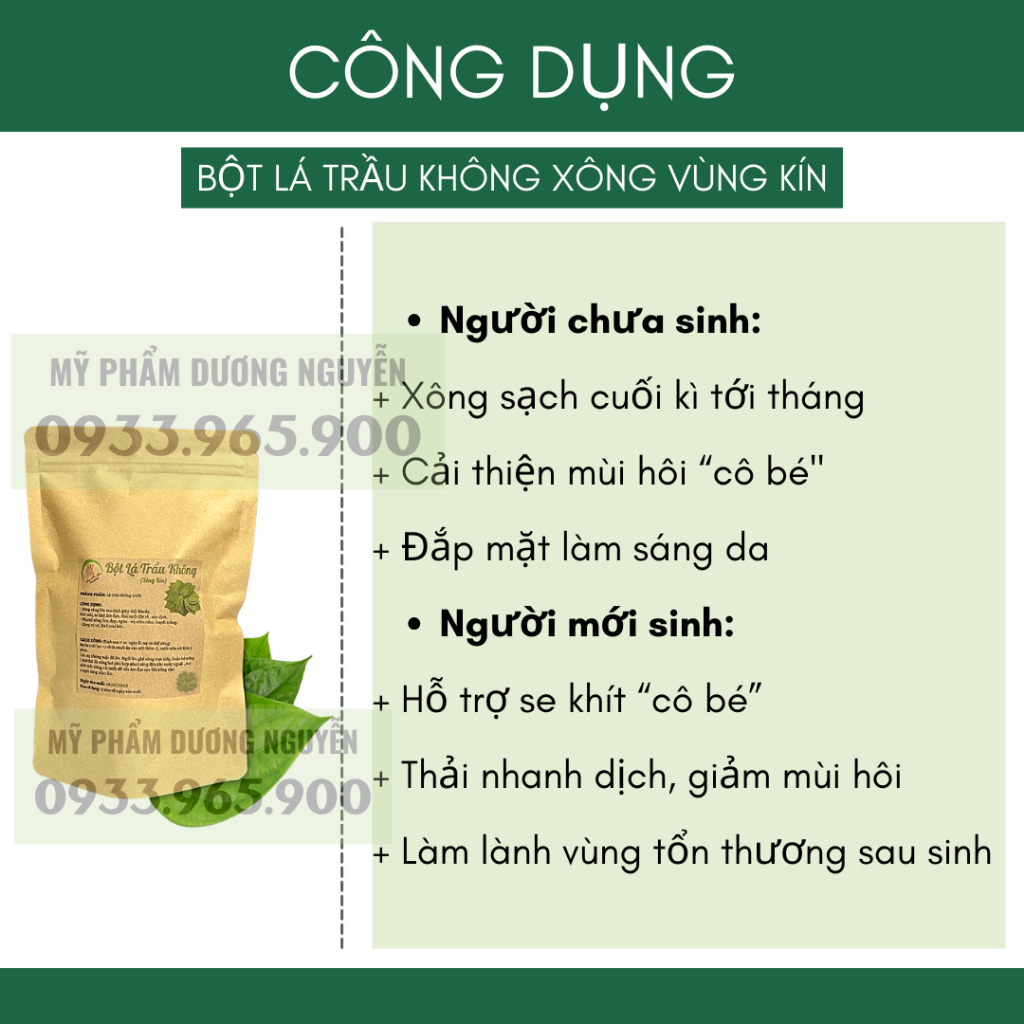 Bột Lá Trầu Không Xông Vùng Kín Khử Mùi Hôi Se Khít