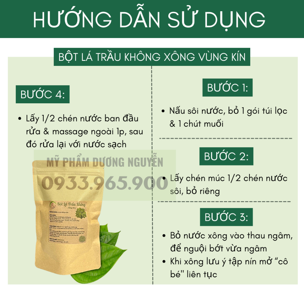 Bột Lá Trầu Không Xông Vùng Kín Khử Mùi Hôi Se Khít