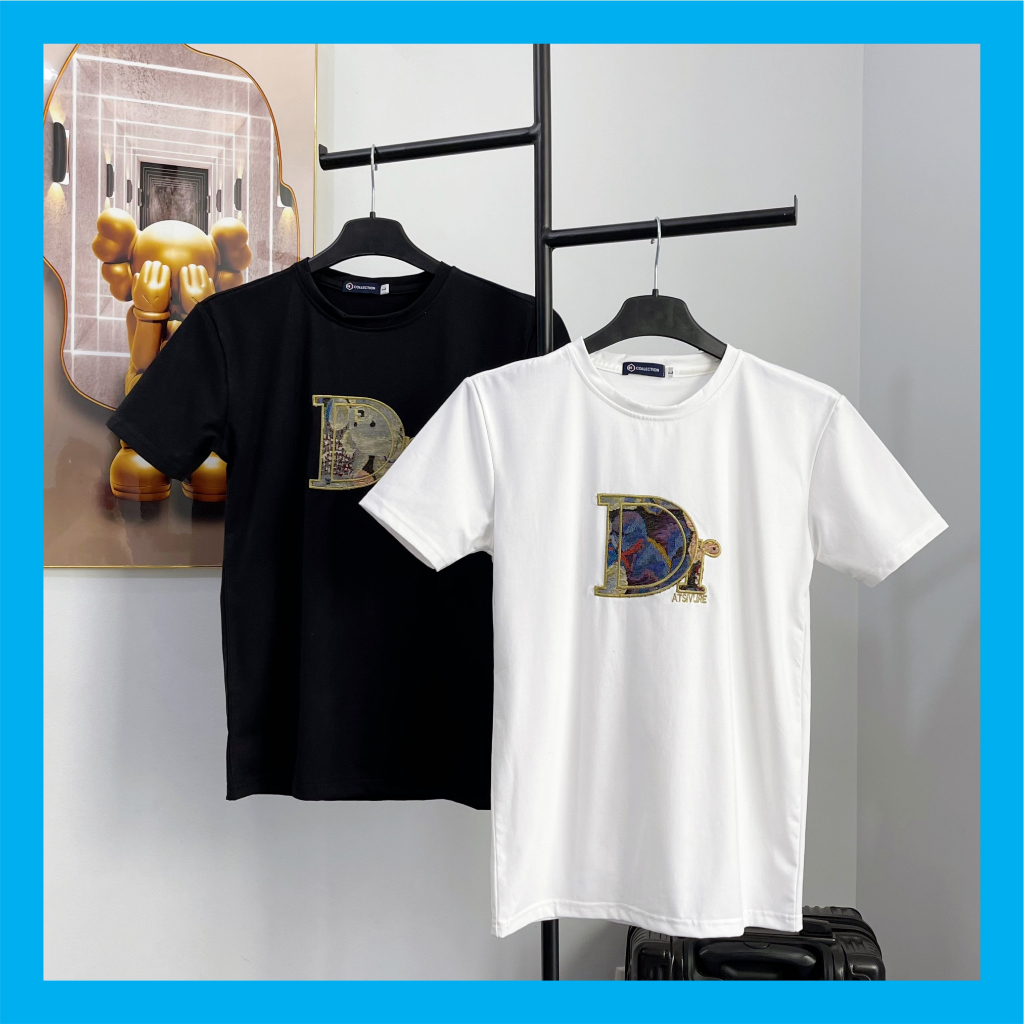 Áo thun nam cổ tròn tay ngắn phối họa tiết sang trọng chất vải cotton co dãn thoáng mát mẫu mới giá rẻ