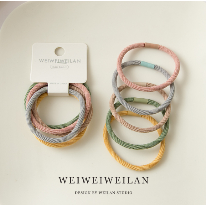Set 5 chiếc dây buộc tóc màu có độ co giãn cao