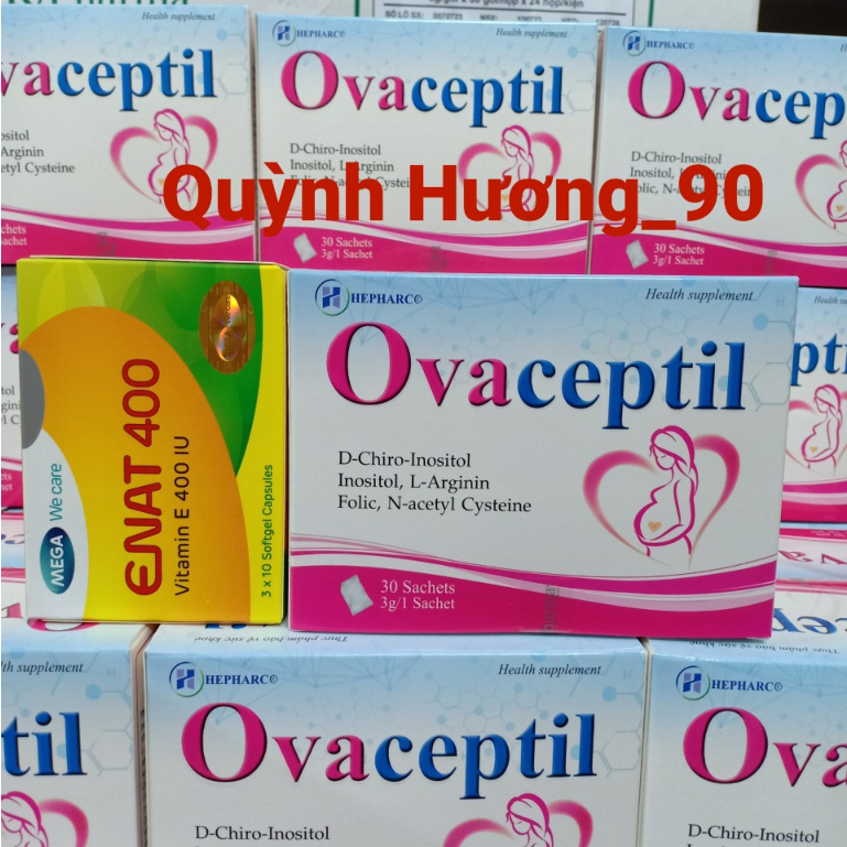 OVACEPTIL hộp 30 gói tặng kèm Enat 400 Thái hộp 30 viên