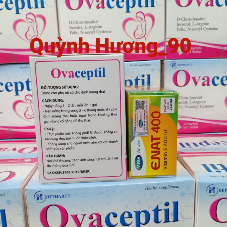 OVACEPTIL hộp 30 gói tặng kèm Enat 400 Thái hộp 30 viên