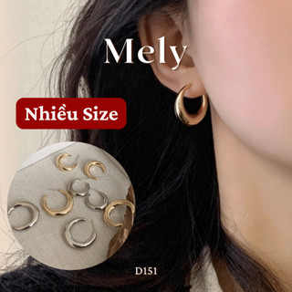 Bông tai khoen tròn mạ vàng phong cách cổ điển cá tính dành cho nữ - Mely 1405