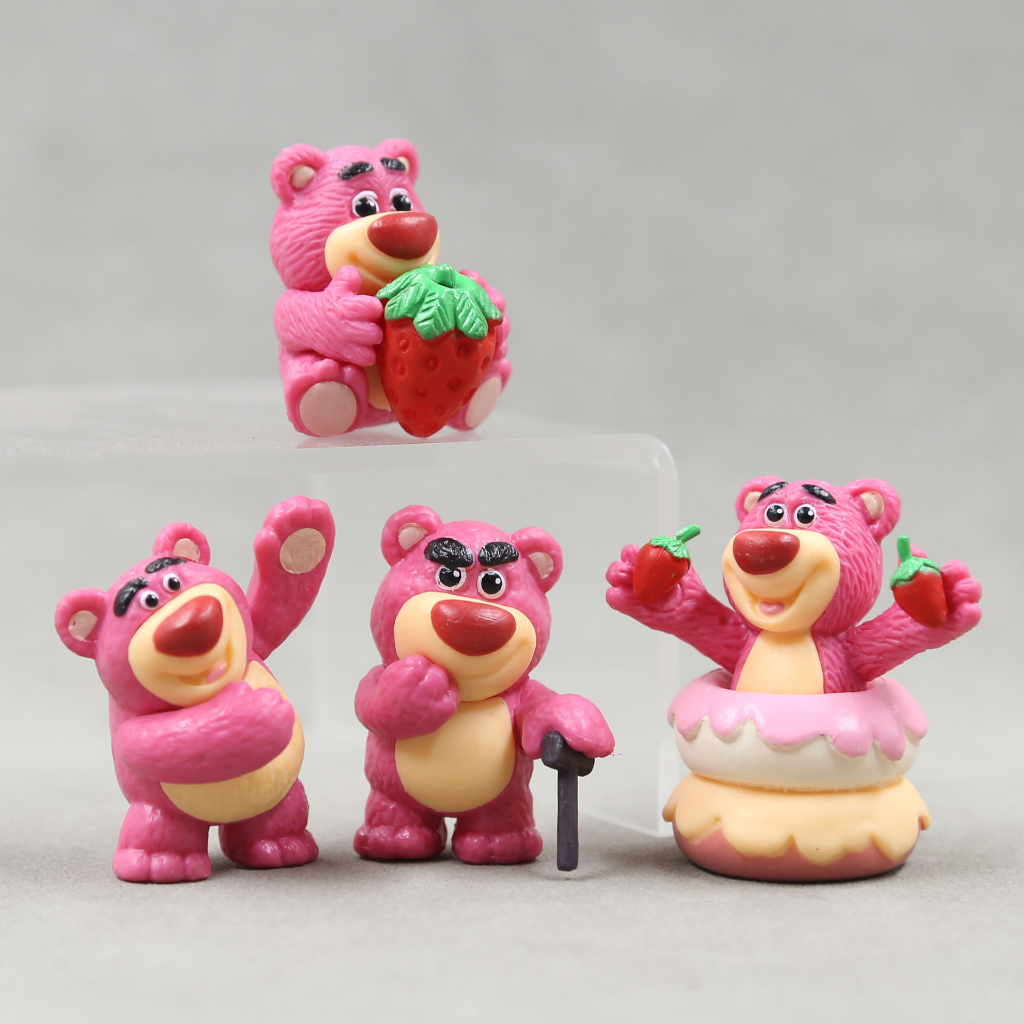 Bộ 4 Mô Hình Gấu Dâu Lotso, Hoạt Hình Disney Cao 5cm, Mô Hình Decor Trang Trí, Bộ Sưu Tập Nhân Vật Yêu Thích