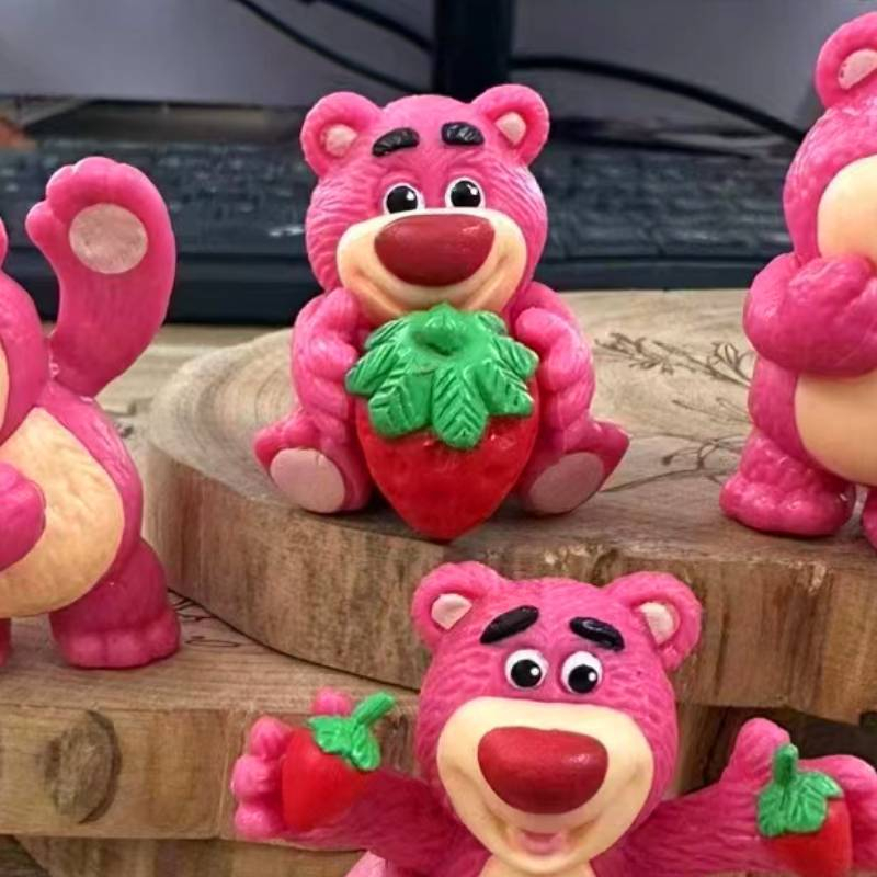 Bộ 4 Mô Hình Gấu Dâu Lotso, Hoạt Hình Disney Cao 5cm, Mô Hình Decor Trang Trí, Bộ Sưu Tập Nhân Vật Yêu Thích