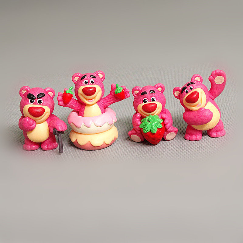 Bộ 4 Mô Hình Gấu Dâu Lotso, Hoạt Hình Disney Cao 5cm, Mô Hình Decor Trang Trí, Bộ Sưu Tập Nhân Vật Yêu Thích