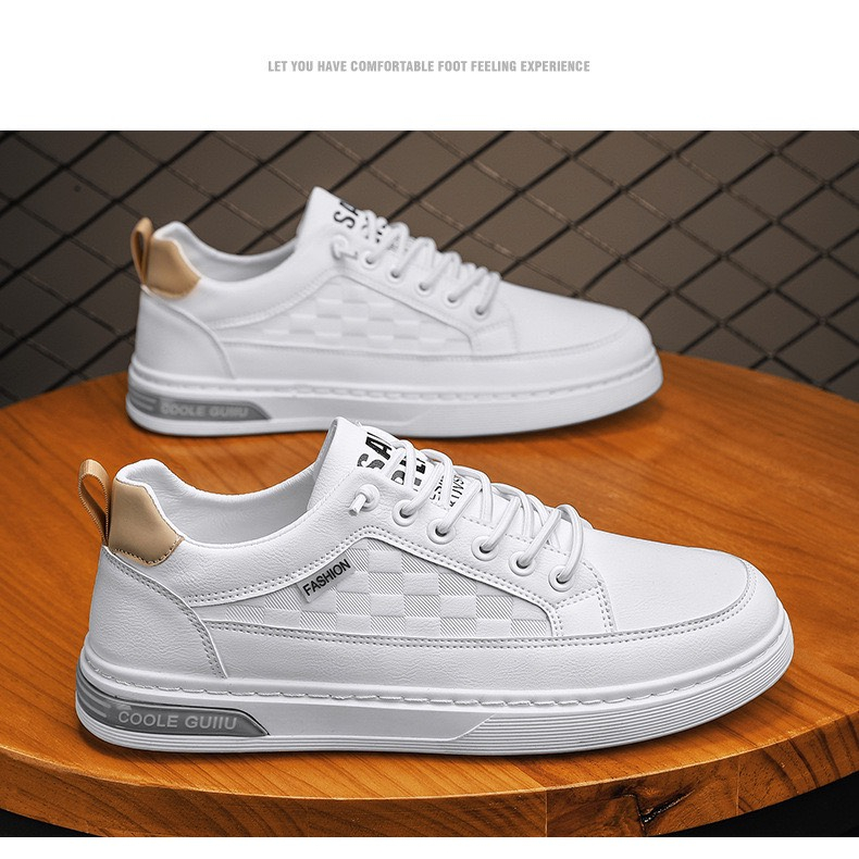 Giày Sneaker Thể Thao Nam Da PU Coole Viền Kẻ Ô Đế Khâu Siêu Đẹp