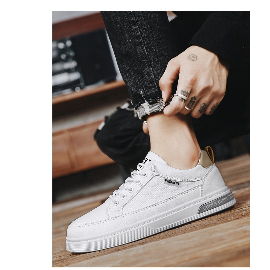 Giày Sneaker Thể Thao Nam Da PU Coole Viền Kẻ Ô Đế Khâu Siêu Đẹp