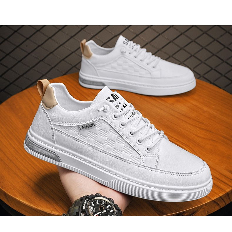 Giày Sneaker Thể Thao Nam Da PU Coole Viền Kẻ Ô Đế Khâu Siêu Đẹp