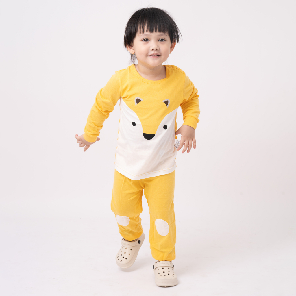 Đồ bộ quần áo ngủ dài tay dáng rộng cotton mùa thu bé trai, bé gái Unifriend Hàn Quốc U2022-18. Size đại trẻ em