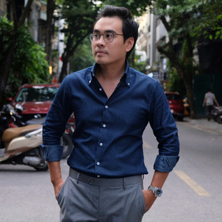 Wide Button Down Collar in Deep Indigo Color - Áo Sơ Mi Nam Denim