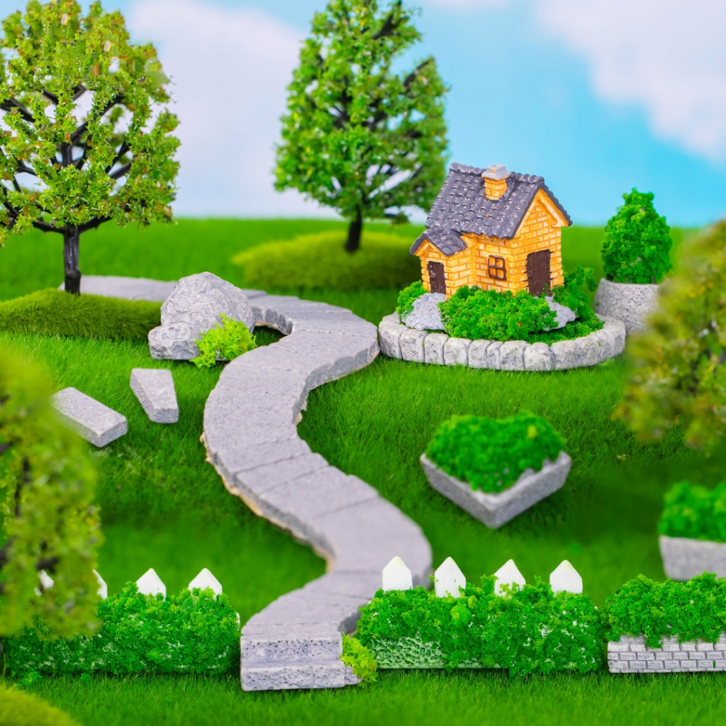 Mô hình đường lát đá, bồn cây, hàng rào, lâu đài trang trí tiểu cảnh, bonsai, terrarium, DIY