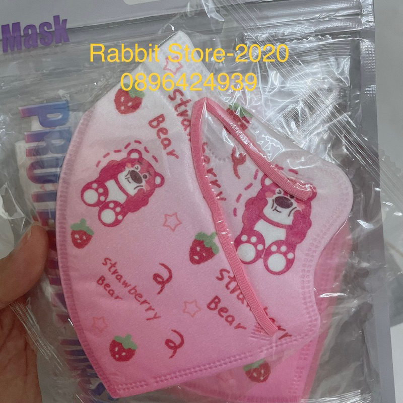 Set 5 Chiếc Khẩu Trang 3D Người Lớn Hình Gấu Dâu Dễ Thương