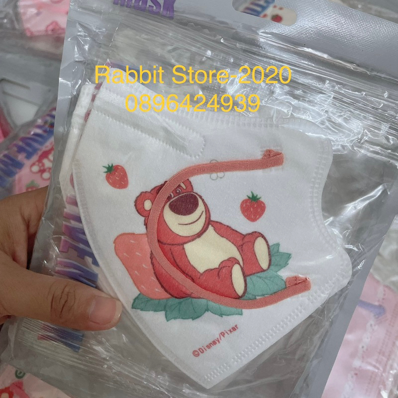 Set 5 Chiếc Khẩu Trang 3D Người Lớn Hình Gấu Dâu Dễ Thương