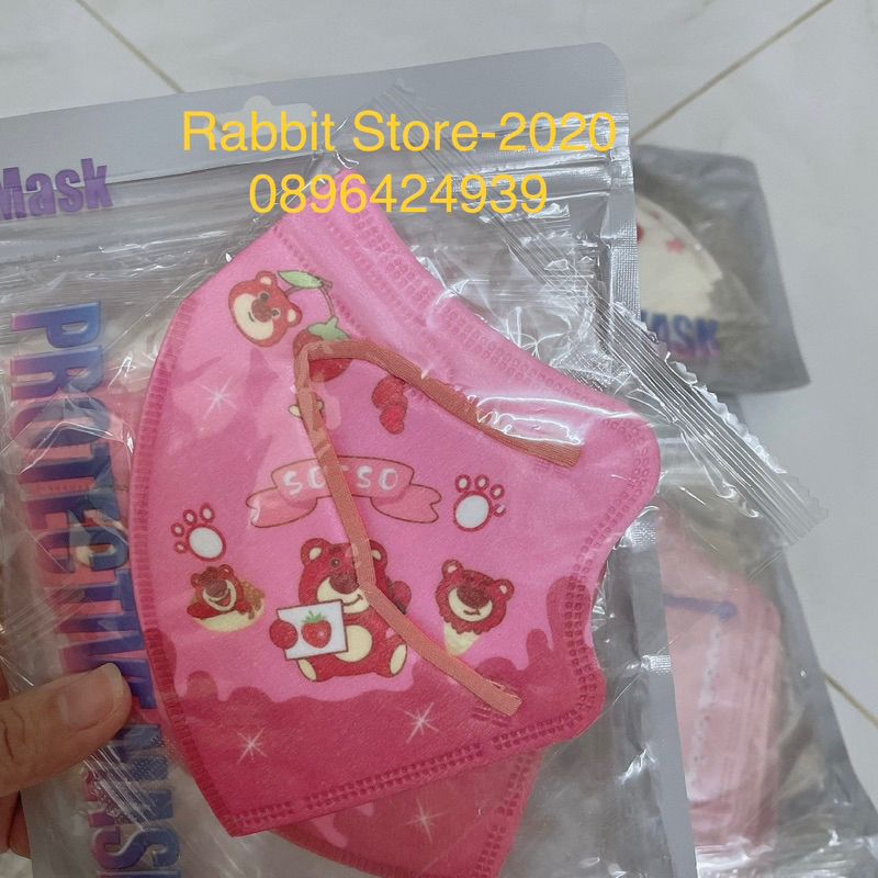Set 5 Chiếc Khẩu Trang 3D Người Lớn Hình Gấu Dâu Dễ Thương