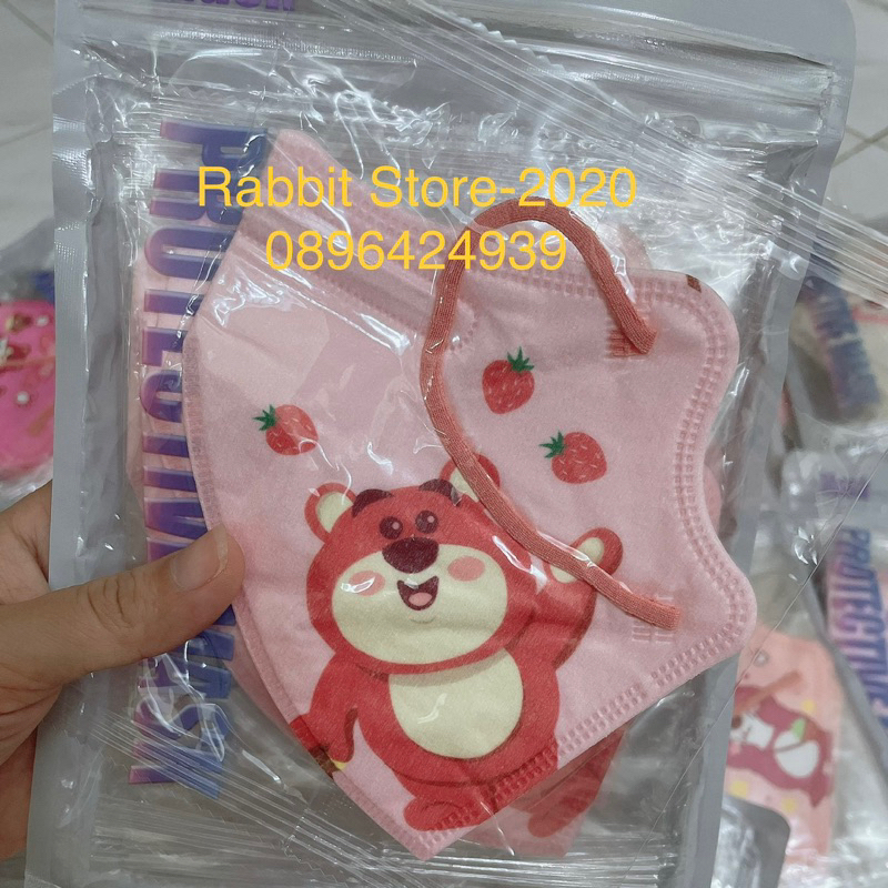 Set 5 Chiếc Khẩu Trang 3D Người Lớn Hình Gấu Dâu Dễ Thương