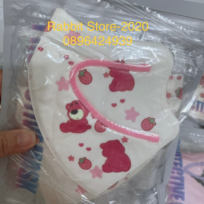 Set 5 Chiếc Khẩu Trang 3D Người Lớn Hình Gấu Dâu Dễ Thương