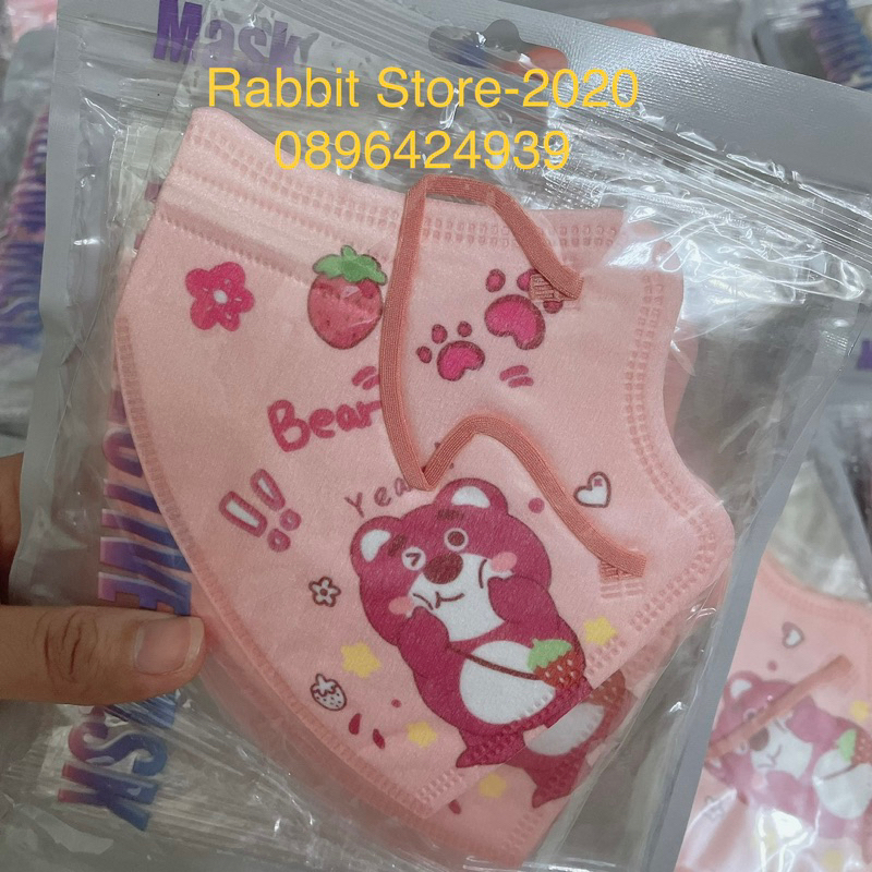 Set 5 Chiếc Khẩu Trang 3D Người Lớn Hình Gấu Dâu Dễ Thương