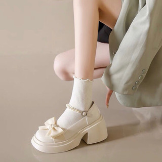 Giày búp bê lolita nữ độn đế 7cm cài Hoa Đá cao cấp(form to đặt lùi 1 sz)