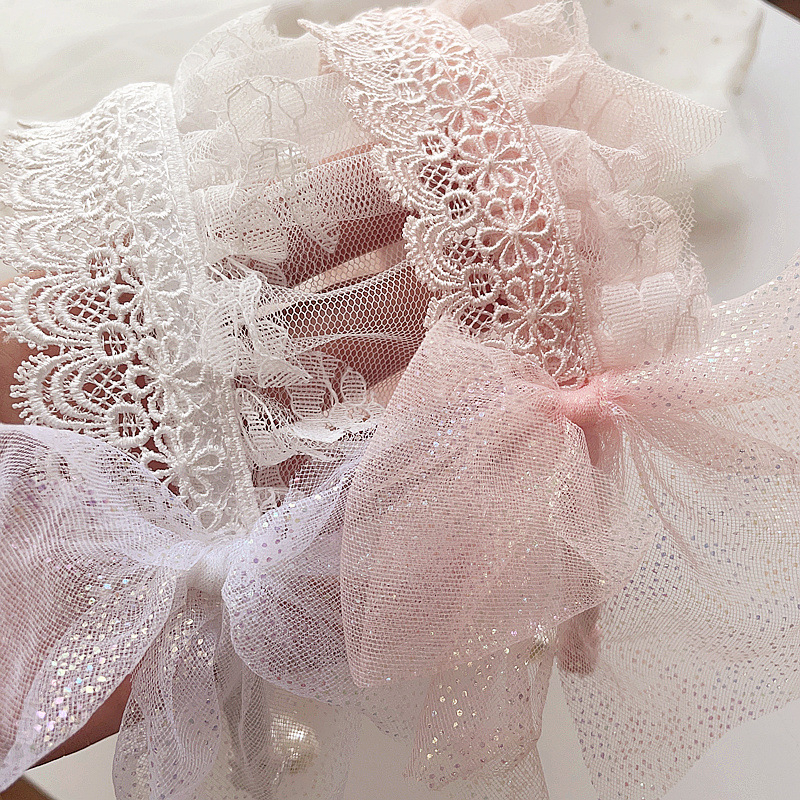 Băng đô cài tóc/Bờm cài tóc ren tiểu thư đính nơ siêu dễ thương phong cách vintage Hàn Quốc cho bé BTT