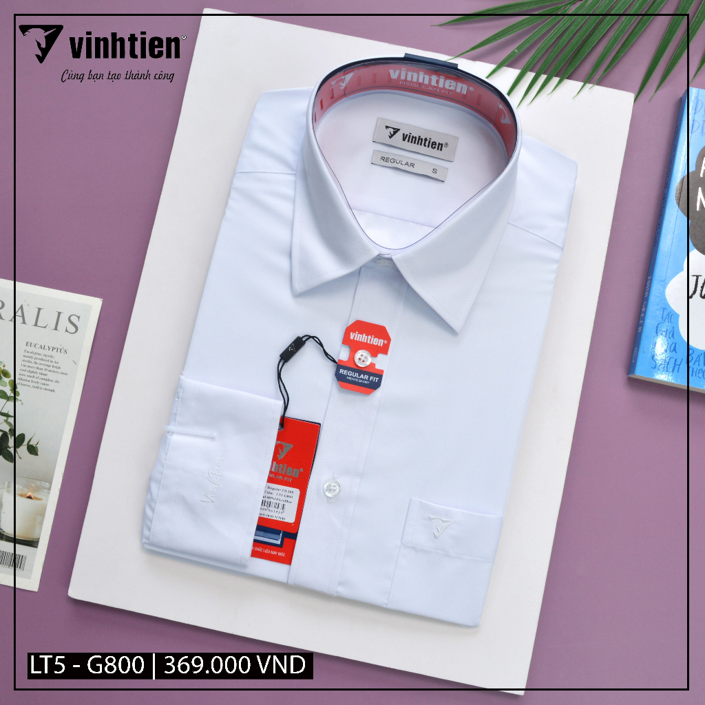 Áo Sơ Mi Dài Tay Trắng Form Regular Vĩnh Tiến 319
