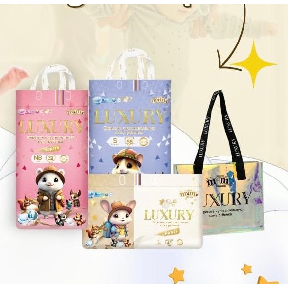 Bỉm MOMO LUXURY hữu cơ cao cấp S58/M52/L42/XL40/XXL38/XXXL36