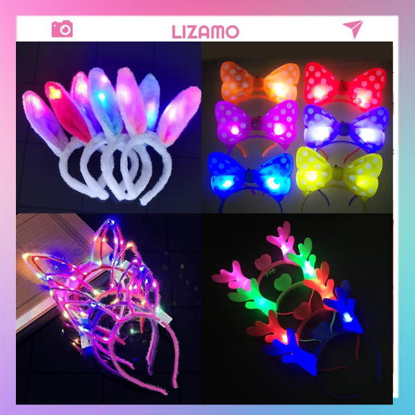 Bờm phát sáng, bờm tai thỏ, đồ chơi phát sáng, bờm chơi trung thu noel cho bé cực xinh