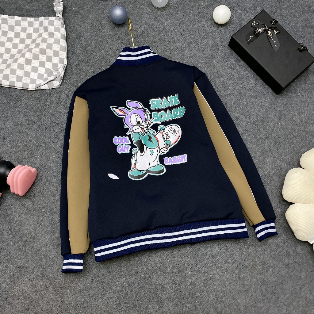 Áo bomber các mẫu cho bé trai,bé gái18-48kg Thỏ và Gấu.Chất vải nỉ ép mềm,mịn,ấm.