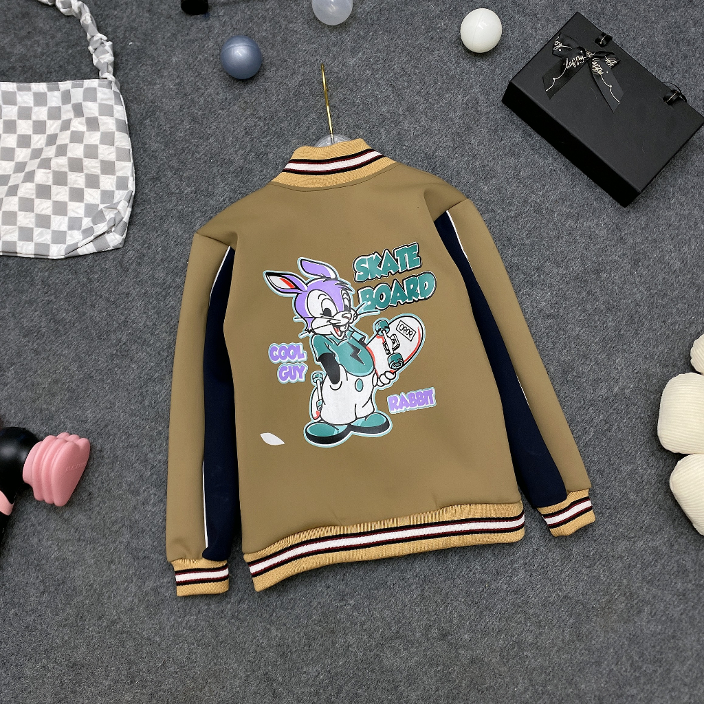 Áo bomber các mẫu cho bé trai,bé gái18-48kg Thỏ và Gấu.Chất vải nỉ ép mềm,mịn,ấm.