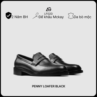Giày da cao cấp da bò nhập khẩu handmade Penny Loafer Black August LF02 chính hãng bảo hành 12 tháng