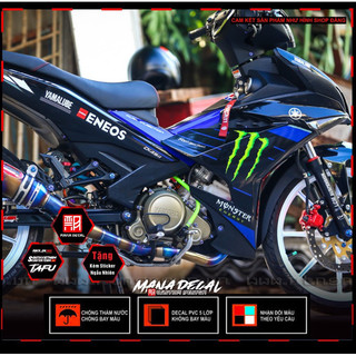 Tem rời exciter 150 monster xanh đen, decal dán xe bền màu, tem rời exciter 150 siêu dính chống thấm nước, manadecal