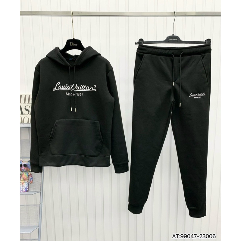 Bộ nỉ nam L.V có mũ chữ thêu vải chống bai xù bản SUPPER hàng QC cao cấp