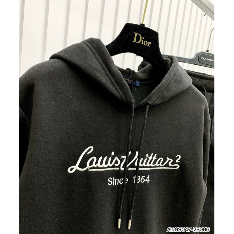 Bộ nỉ nam L.V có mũ chữ thêu vải chống bai xù bản SUPPER hàng QC cao cấp