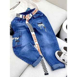 (20-35kg) Quần jean bé trai size đại dáng dài chất đẹp co dãn