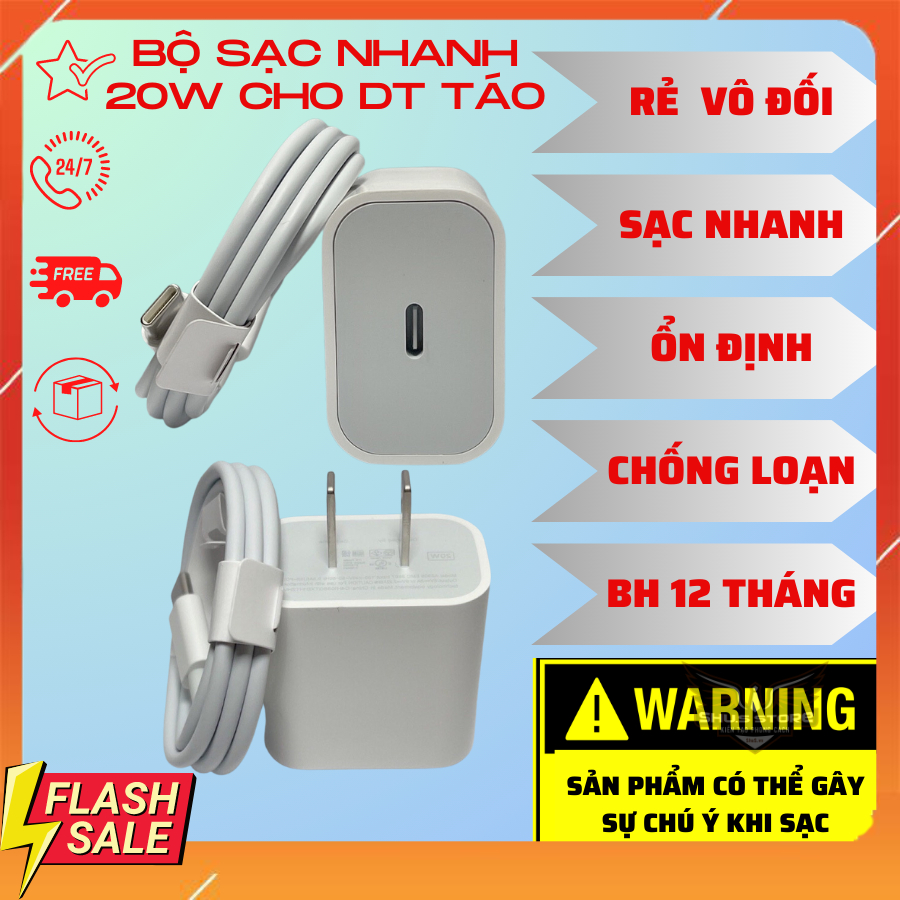 Bộ Củ Cáp Sạc Nhanh 20W Cho IP8/X/Xr/Xsmax/11/12/13/14/Pro/Promax
