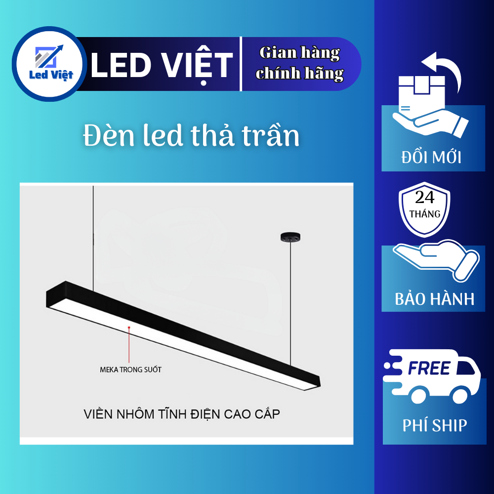 Đèn led hộp thả trần vỏ hợp kim nhôm sơn tĩnh điện cao cấp, đèn led thanh panel kèm máng thả trần văn phòng, quán cafe
