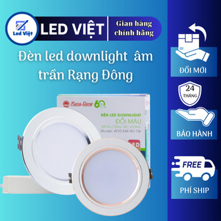 Đèn led downlight âm trần Rạng Đông AT 04, AT10 viền vàng viền bạc phi 90 cs 9W, 7W ánh sáng trắng và ánh sáng đổi mầu