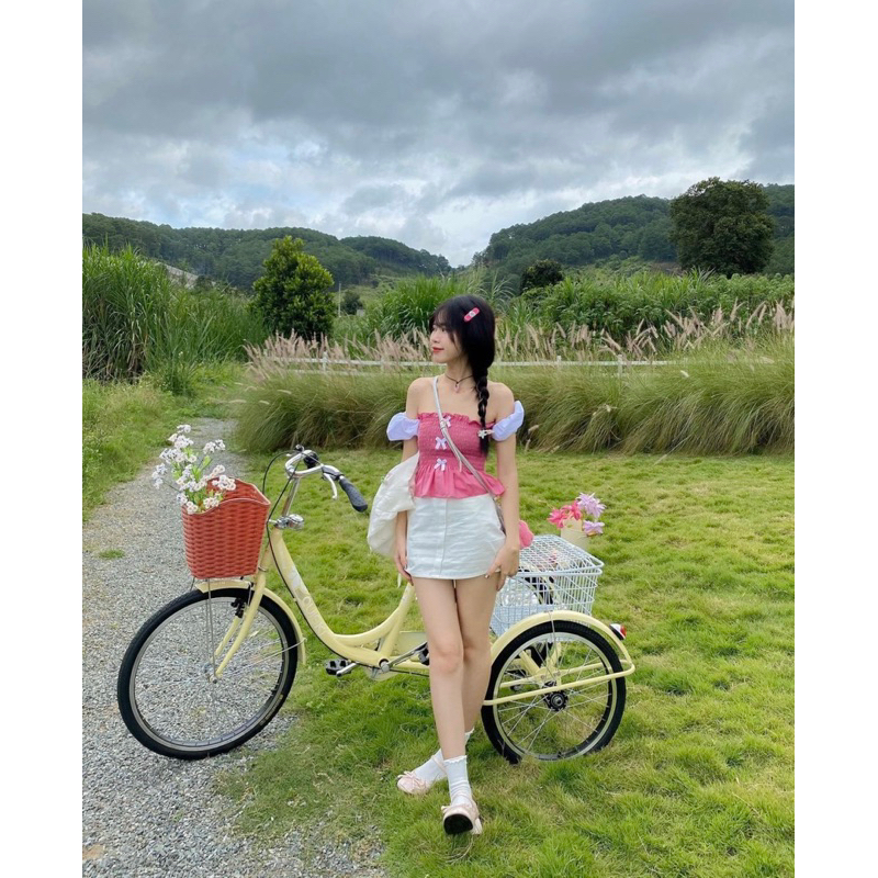 RIBBON TOP áo smocking nơ Ebublio