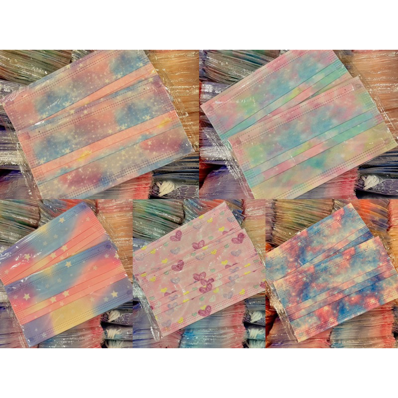 Khẩu trang ombre mix màu + hoạ tiết ngẫu nhiên