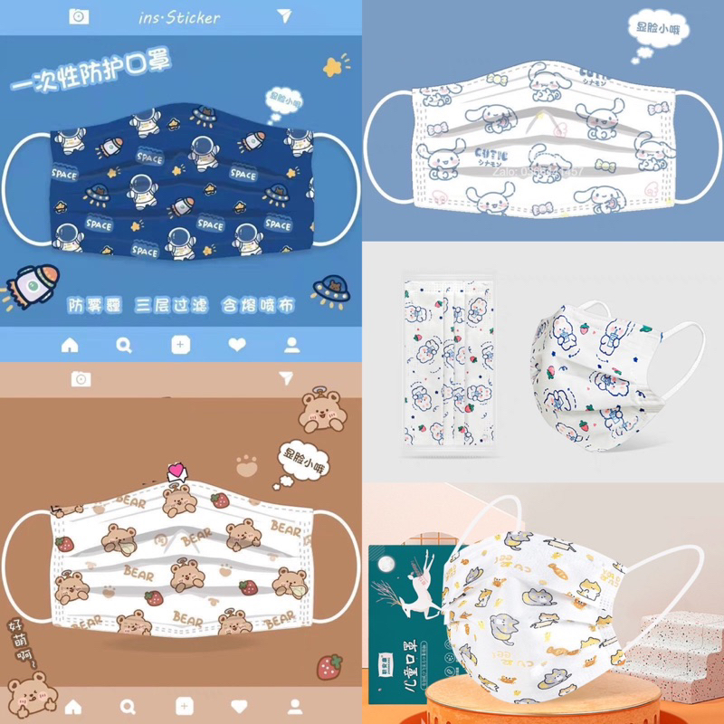 Khẩu trang ombre mix màu + hoạ tiết ngẫu nhiên