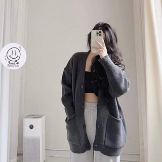 Áo khoác cardigan len tay dài hàng qccc cổ v dáng rộng basic trơn áo khoác cardigan len tay dài hàng qccc cổ v dáng rộng