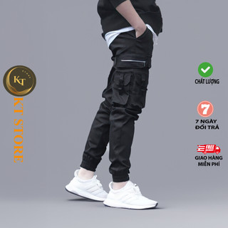 Quần Jogger Túi Hộp Nam Nữ Cạp Chun Phối Khóa Túi Vải Kaki Co Giãn Mềm Mịn Thoải Mái Form Chuẩn