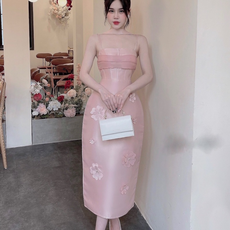 Váy Tapta Body Ly Ngực Chân Đính Hoa