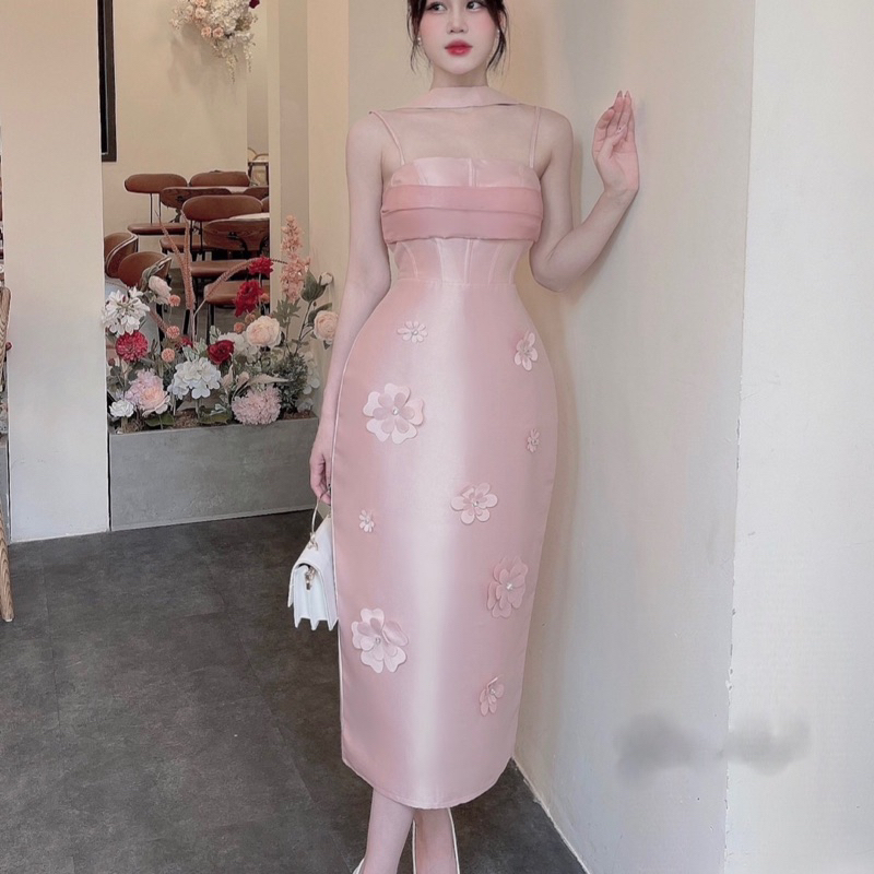 Váy Tapta Body Ly Ngực Chân Đính Hoa