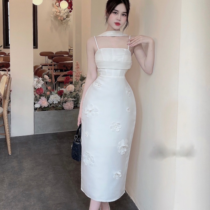 Váy Tapta Body Ly Ngực Chân Đính Hoa