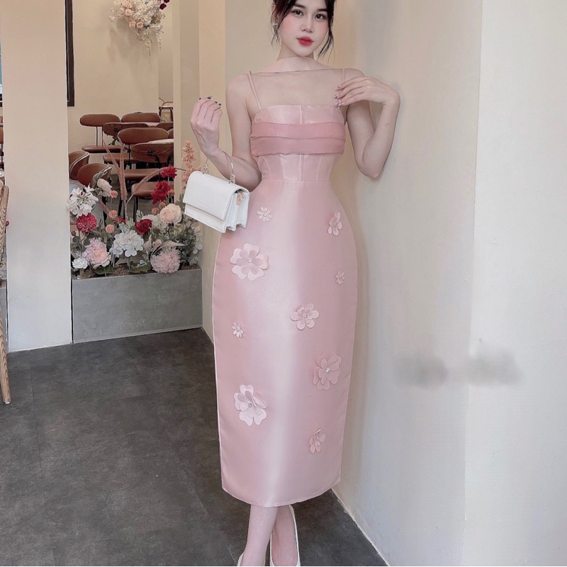 Váy Tapta Body Ly Ngực Chân Đính Hoa