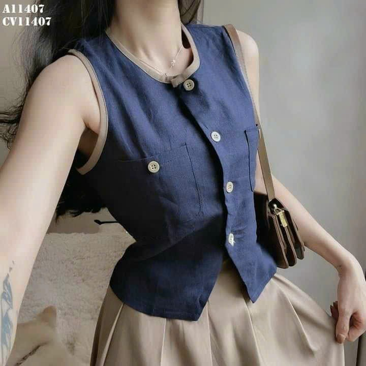 SET DÁNG XINH ÁO ĐÍNH CÚC KÈM CHÂN VÁY MIDI SIÊU XINH