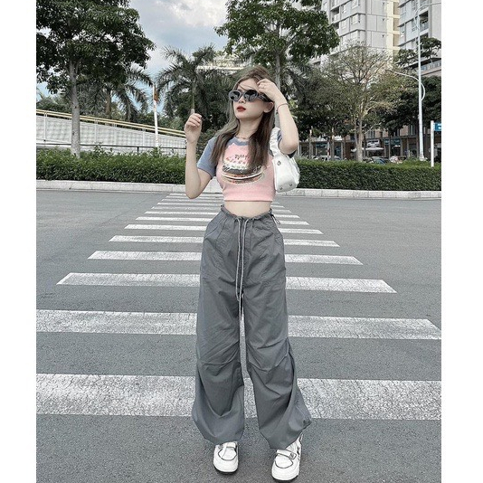 Set Bộ Thời Trang Nữ Áo Croptop Kết Hợp Quần Baggy