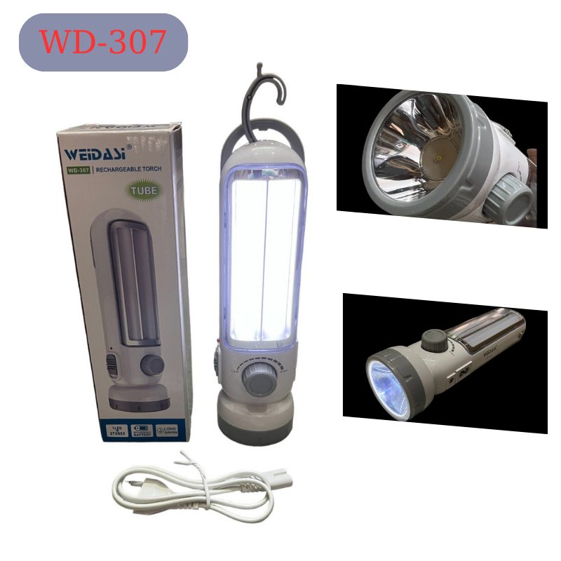 Đèn pin sạc đa năng WEDASI WD307 chỉnh độ sáng , dùng cắm trại soi sân vườn chuồng trại pin trâu
