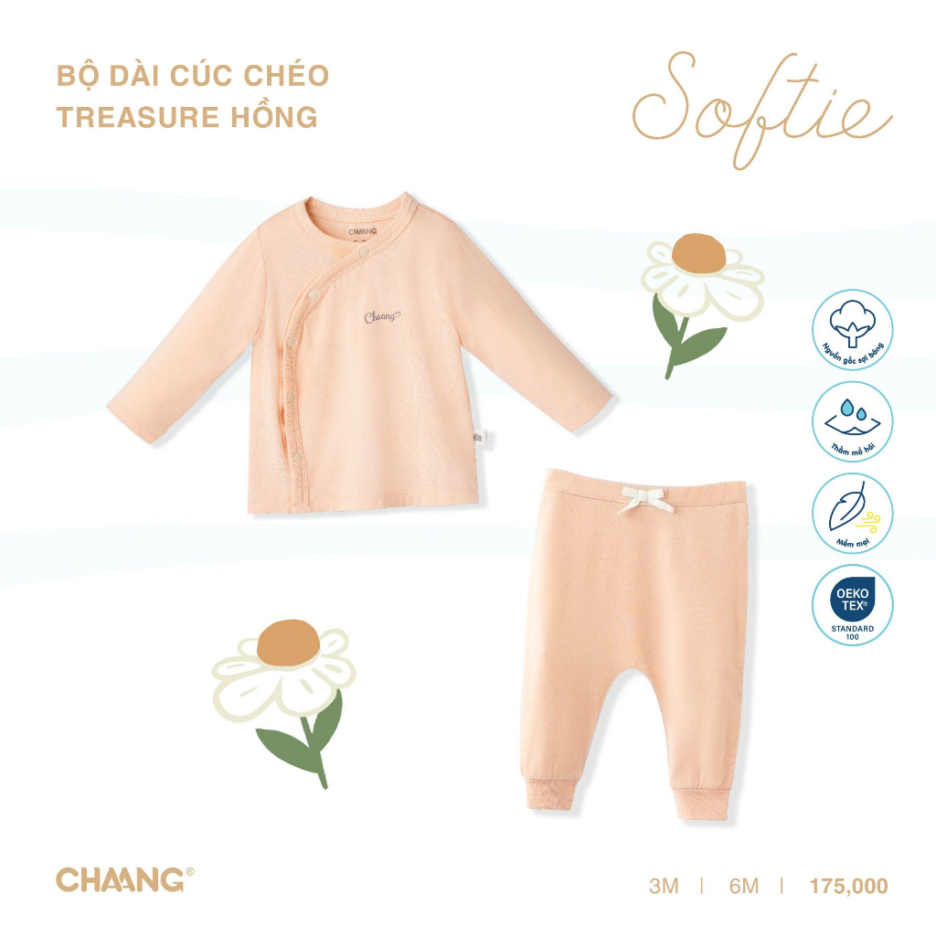 Bộ Dài Cúc Chéo Treasure Cho Bé Sơ Sinh CHAANG AW23D10